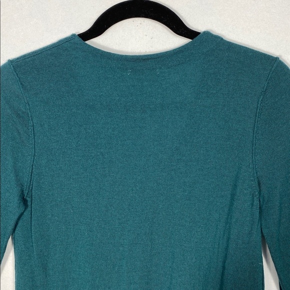 Halogen 100% Merino Wool Dark Green V-Neck Cardigan Sweater size large - Picture 7 of 12